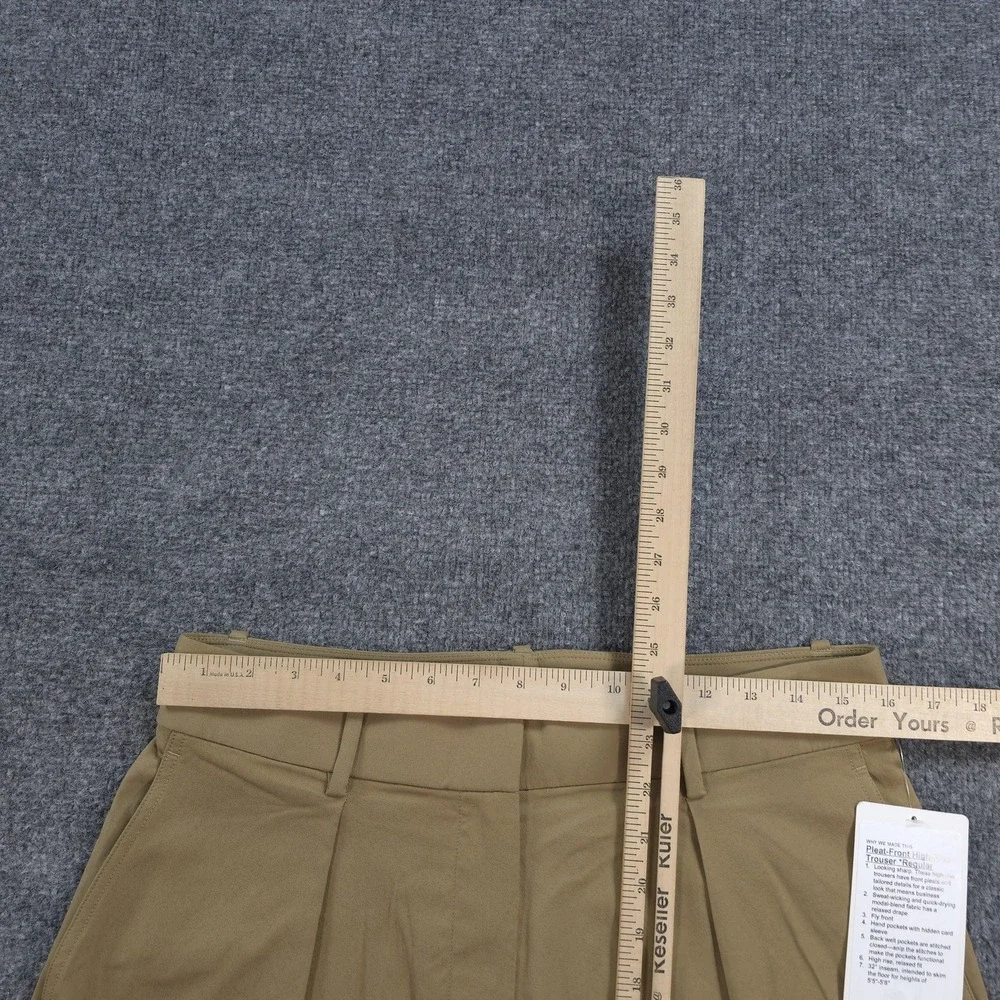Lululemon Pants Womens 12 Beige Pleat-Front High-Rise Trouser Wide Leg Office